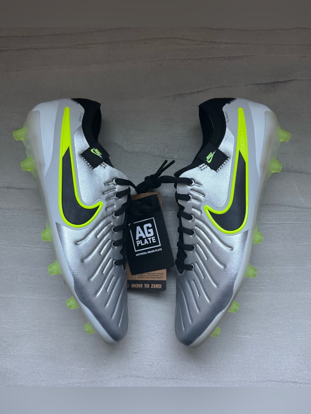 Nike Tiempo Legend 10 Elite AG Pro Soccer Cleats Silver/Volt  DV4330-001